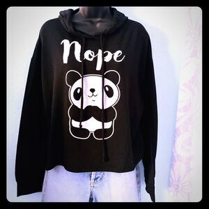 Queen Bees Black & White Panda Pullover Hoodie Sweatshirt Size Small